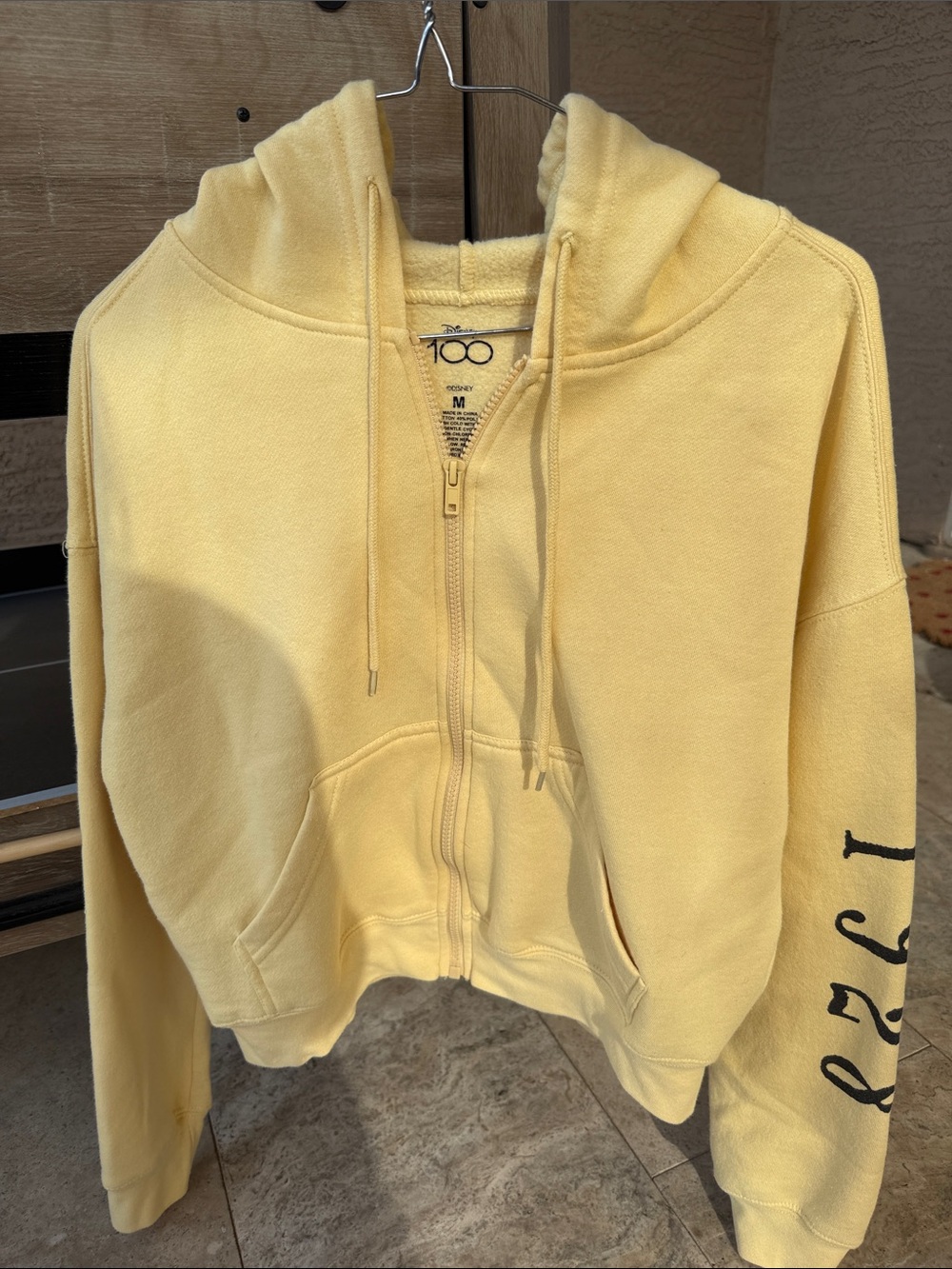 Disney Yellow Zip-Up Hoodie Sweater